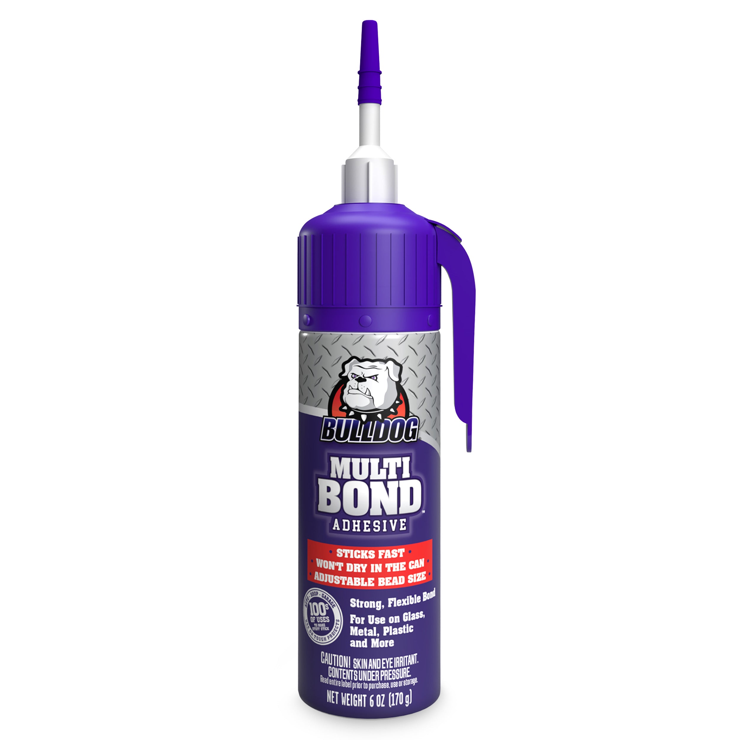 Bulldog Multi-Bond Adhesive, 6 oz., White, Ideal for Hundreds of Shop and Garage Applications, Fast-Drying, Works on Wet Surfaces, Ideal for Metal, Fiberglass and Brick Adhesive