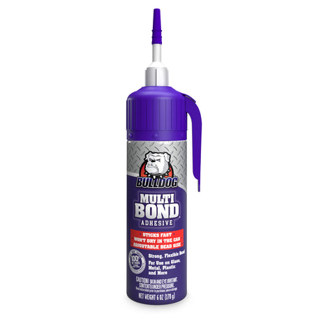 Bulldog Multi-Bond Adhesive, 6 oz., White, Ideal for Hundreds of Shop and Garage Applications, Fast-Drying, Works on Wet Surfaces, Ideal for Metal, Fiberglass and Brick Adhesive