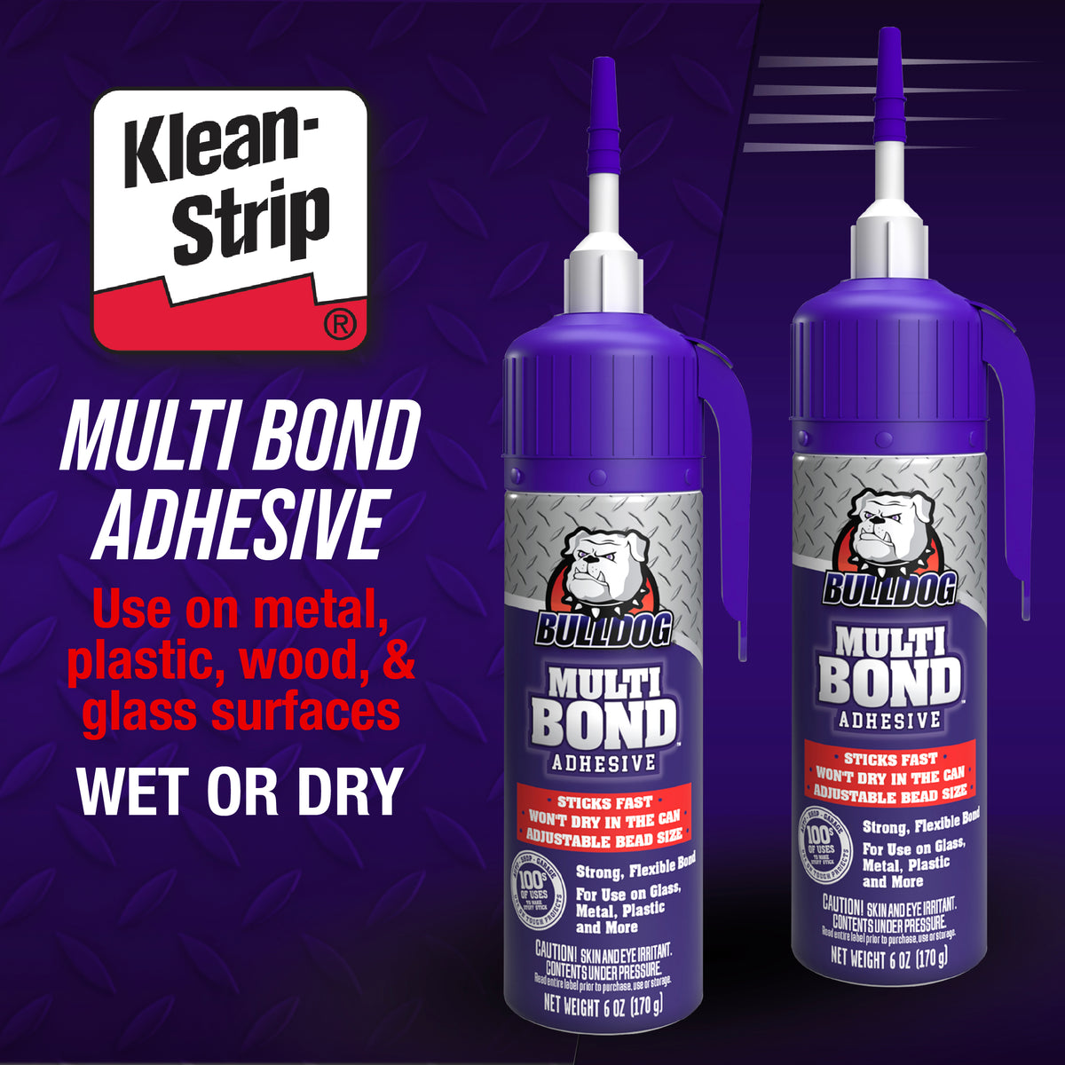 Bulldog Multi-Bond Adhesive, 6 oz., White, Ideal for Hundreds of Shop and Garage Applications, Fast-Drying, Works on Wet Surfaces, Ideal for Metal, Fiberglass and Brick Adhesive