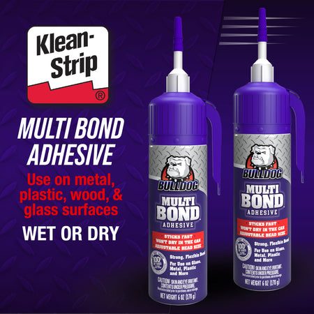 Bulldog Multi-Bond Adhesive, 6 oz., White, Ideal for Hundreds of Shop and Garage Applications, Fast-Drying, Works on Wet Surfaces, Ideal for Metal, Fiberglass and Brick Adhesive