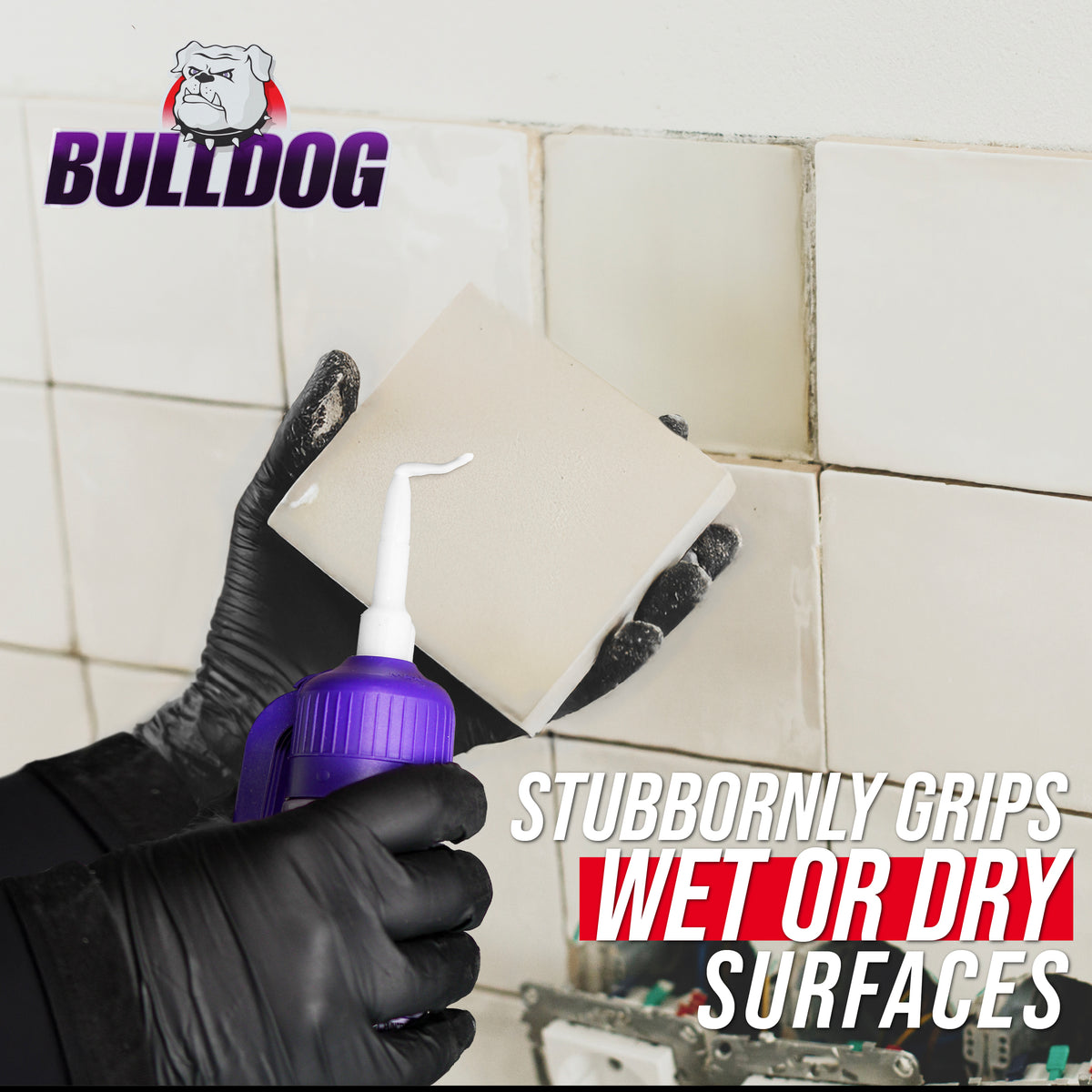 Bulldog Multi-Bond Adhesive, 6 oz., White, Ideal for Hundreds of Shop and Garage Applications, Fast-Drying, Works on Wet Surfaces, Ideal for Metal, Fiberglass and Brick Adhesive
