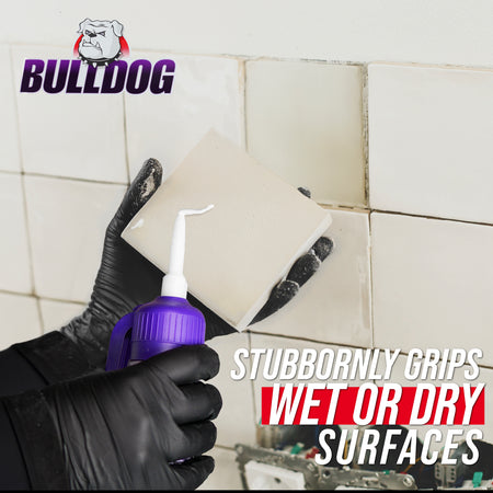 Bulldog Multi-Bond Adhesive, 6 oz., White, Ideal for Hundreds of Shop and Garage Applications, Fast-Drying, Works on Wet Surfaces, Ideal for Metal, Fiberglass and Brick Adhesive