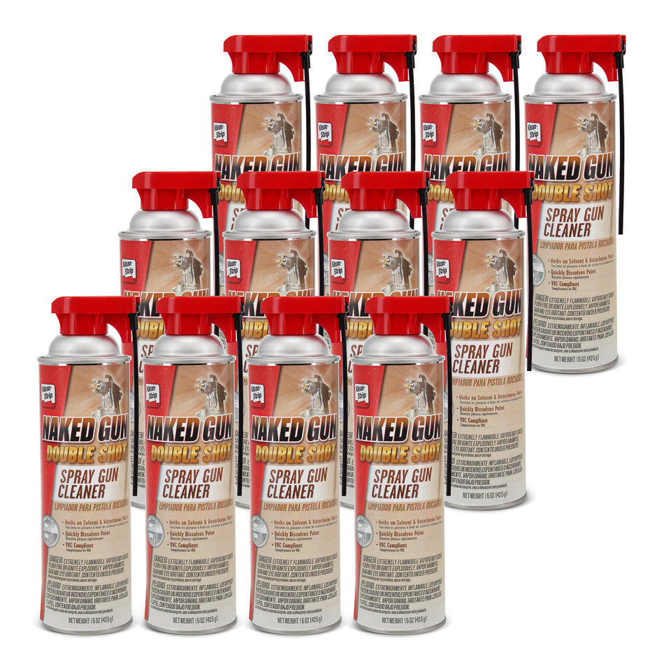 Naked Gun Spray Gun Cleaner 12pk, Solvent & Waterborne Paint Remover, 12 Pack of 15oz Aerosol Cans