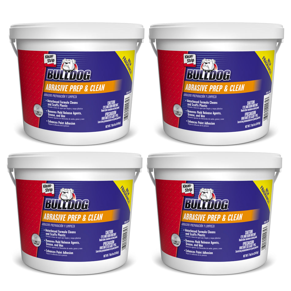 Bulldog Abrasive Prep and Clean VOC Compliant Wax and Grease Remover for Auto Body - 4 Pack of 7.6 Pound Bucket Paint Prep Cleaner Paste – Automotive Paint Prep Surface Degreaser