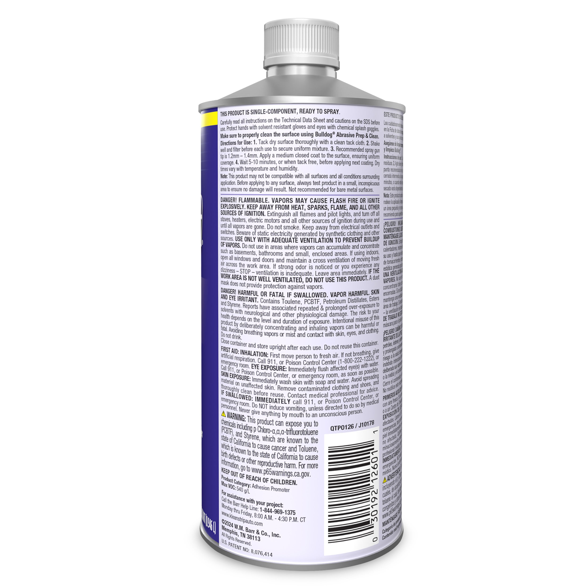 Klean-Strip Bulldog Adhesion Promoter for Plastic Auto Parts - 1 Quart VOC Compliant Quick Dry No Mix Auto Adhesive Promoter Prep Stick - Fills 320 Grit Scratches