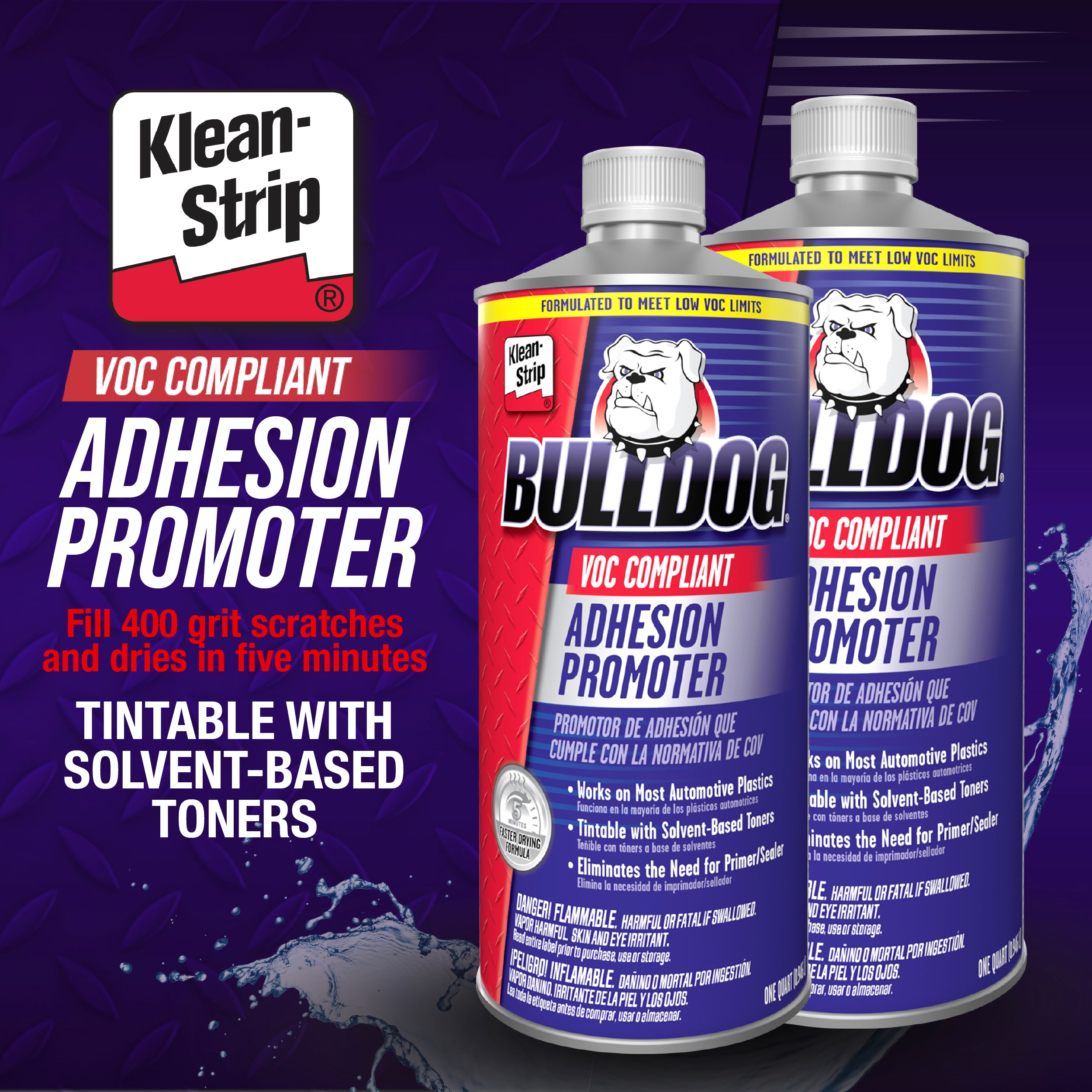 Klean-Strip Bulldog Adhesion Promoter for Plastic Auto Parts - 1 Quart VOC Compliant Quick Dry No Mix Auto Adhesive Promoter Prep Stick - Fills 320 Grit Scratches
