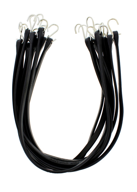 EPDM Rubber Straps with Hooks - 41in Black Rubber Bungee Cords, 10Pk