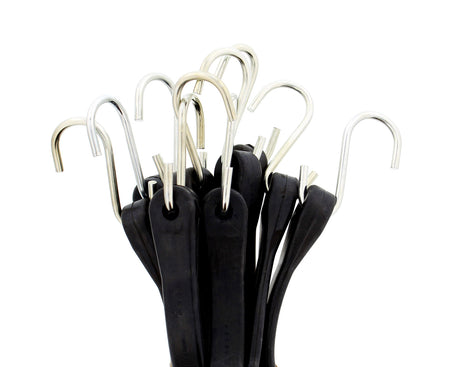 EPDM Rubber Straps with Hooks - 41in Black Rubber Bungee Cords, 10Pk
