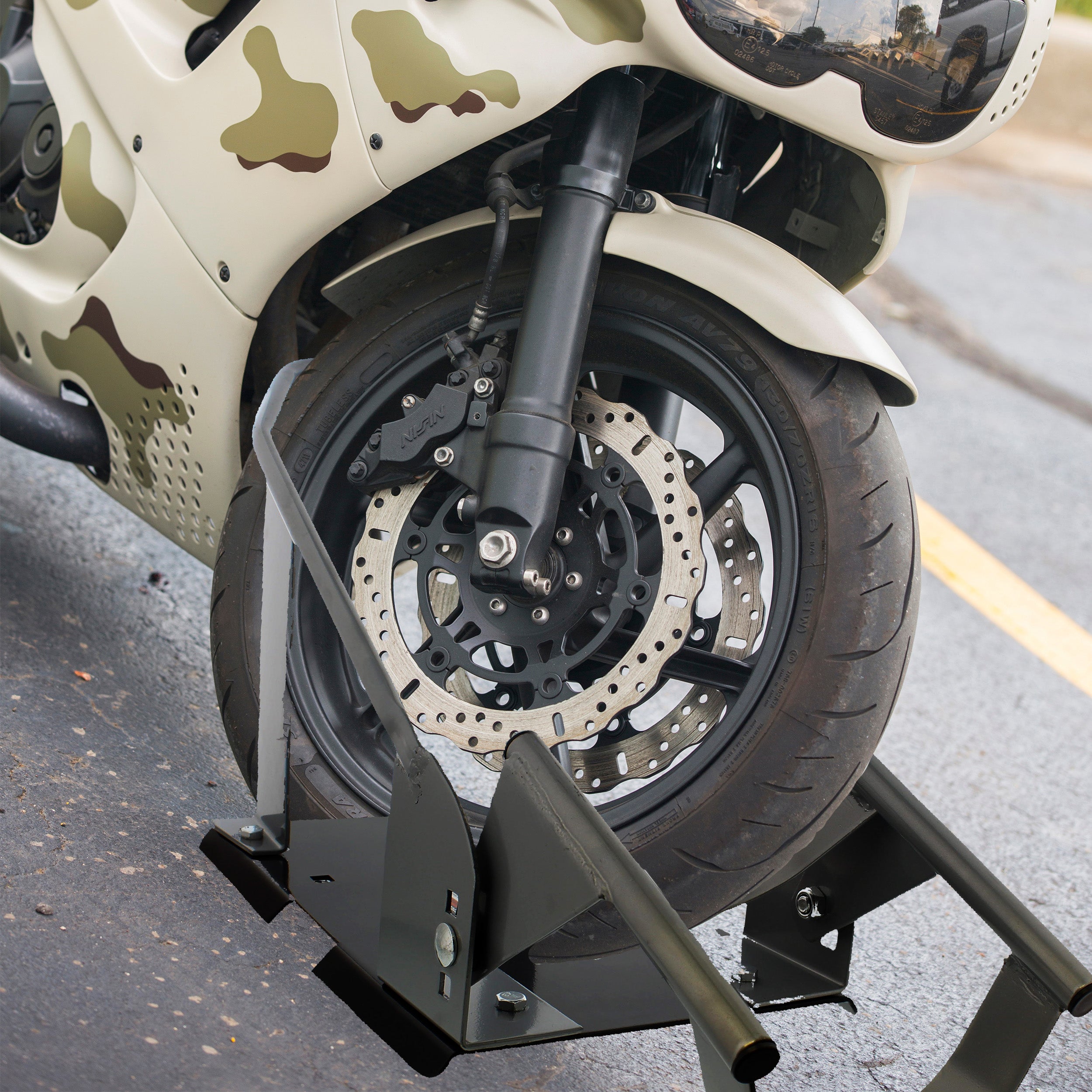 Standard Motorcycle Front Wheel Removable Chock Stopper Cradle Holder