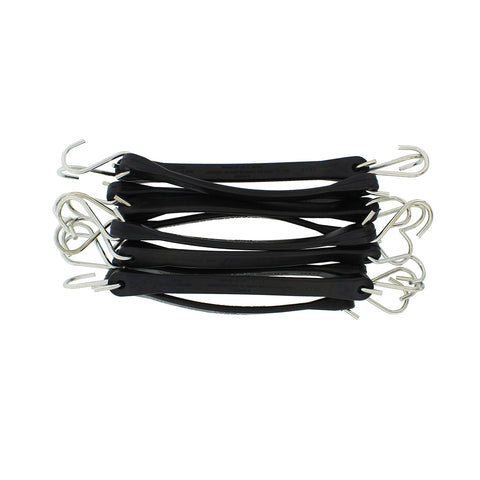 10in Rubber Bungee Cords with Hooks - 18in Max Stretch Bungees - 50pk