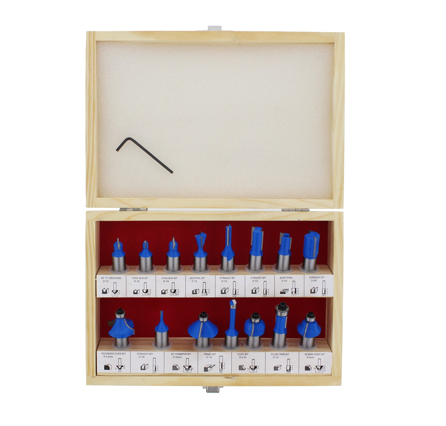 1/2in Tungsten Carbide Router Bits for Woodworking 15pc Router Bit Set