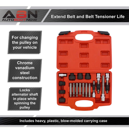 Alternator Pulley Decoupler 18pc Socket Set – Pulley Removal Tool Kit