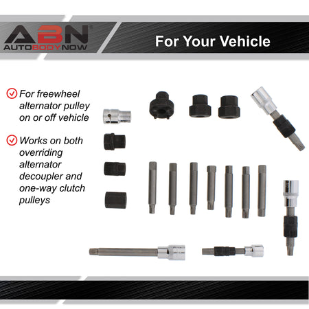 Alternator Pulley Decoupler 18pc Socket Set – Pulley Removal Tool Kit