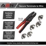 Quick-Change Ratchet Crimper Pliers & Die 6pc Crimping Tool Kit Set