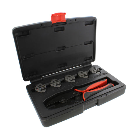 Quick-Change Ratchet Crimper Pliers & Die 6pc Crimping Tool Kit Set