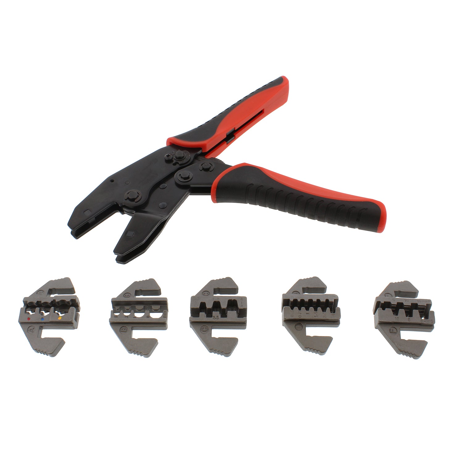 Quick-Change Ratchet Crimper Pliers & Die 6pc Crimping Tool Kit Set