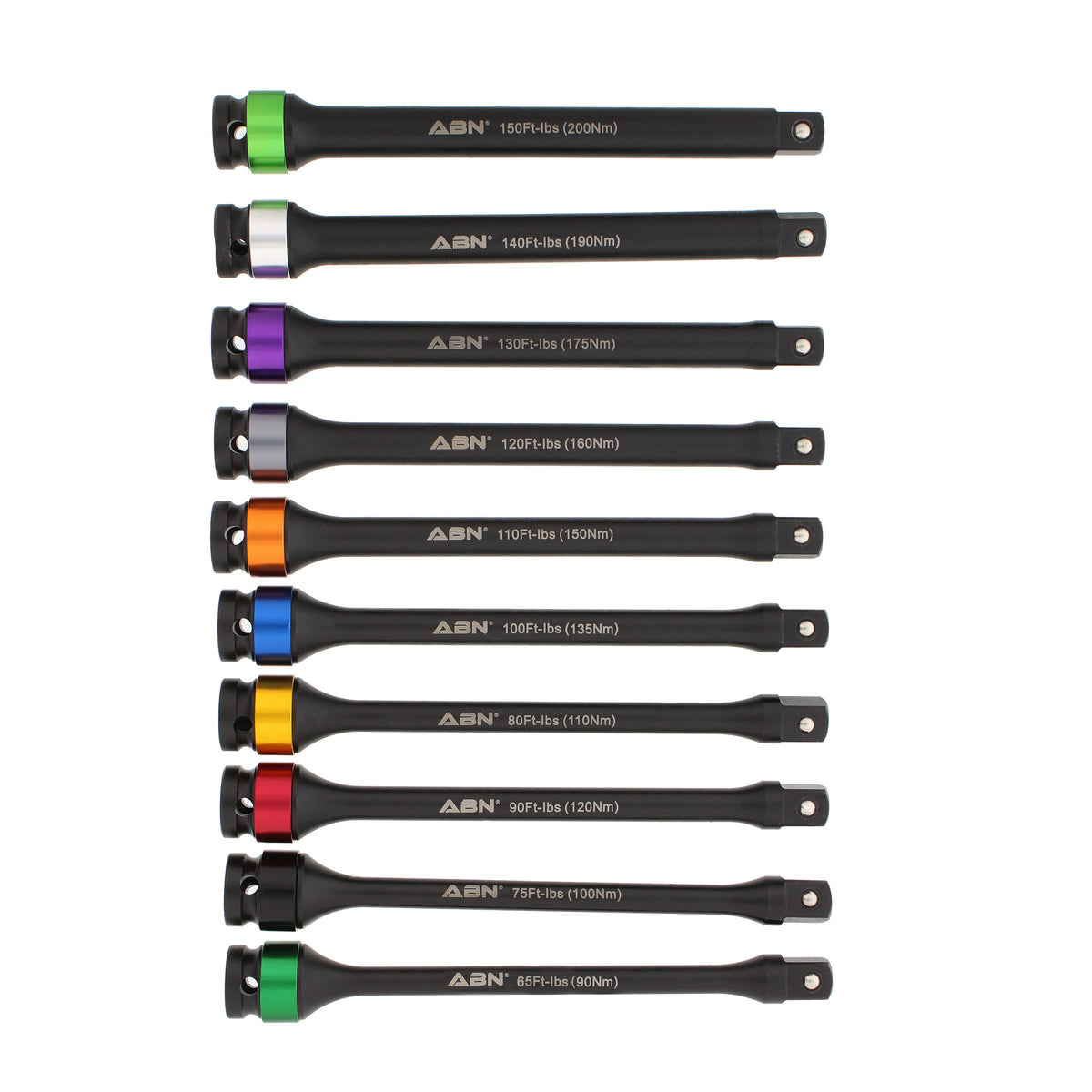 1/2” Inch Drive, 8” Long Torque Socket Extension Bar Tool Kit 10 pc Set