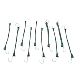 EPDM Rubber Straps with Hooks - 15in Camo Rubber Bungee Cords, 10Pk