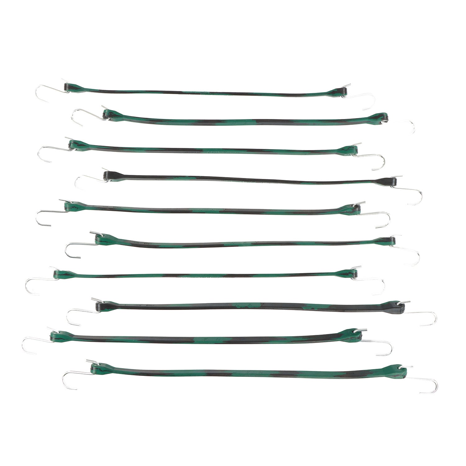 EPDM Rubber Straps with Hooks - 21in Camo Rubber Bungee Cords, 10Pk