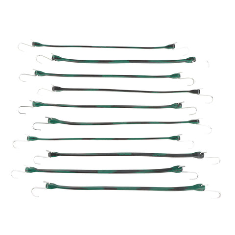 EPDM Rubber Straps with Hooks - 21in Camo Rubber Bungee Cords, 10Pk