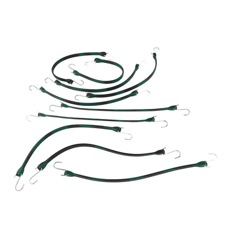 EPDM Rubber Straps with Hooks - 21in Camo Rubber Bungee Cords, 10Pk