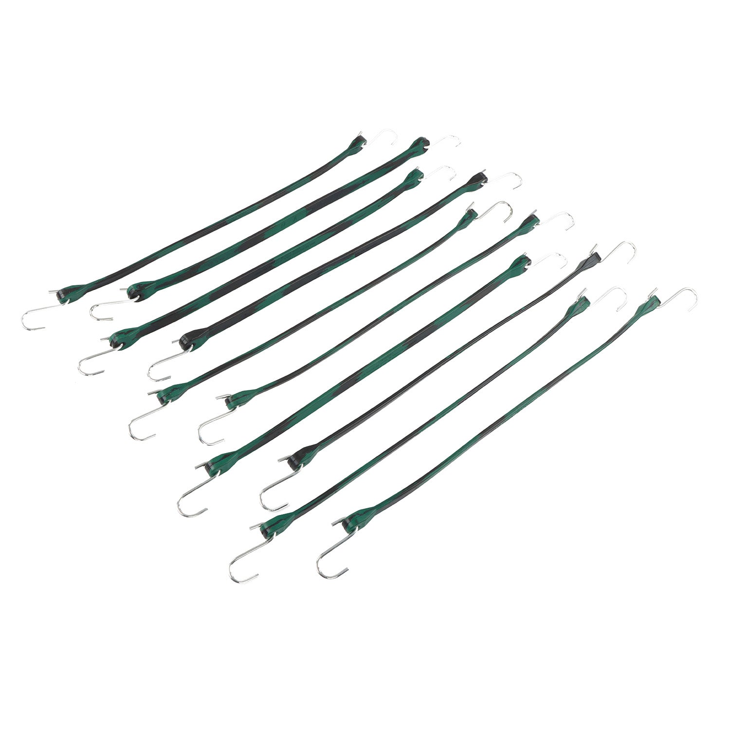EPDM Rubber Straps with Hooks - 21in Camo Rubber Bungee Cords, 10Pk