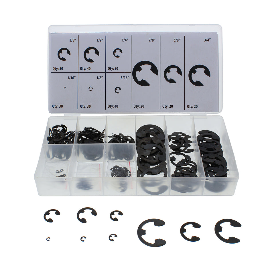 E-Clip External Retaining Ring Washer 300-Piece SAE Assortment Set