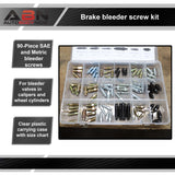 Brake Bleeder Screw 90pc Assortment – SAE & Metric Bleeding Screws Kit