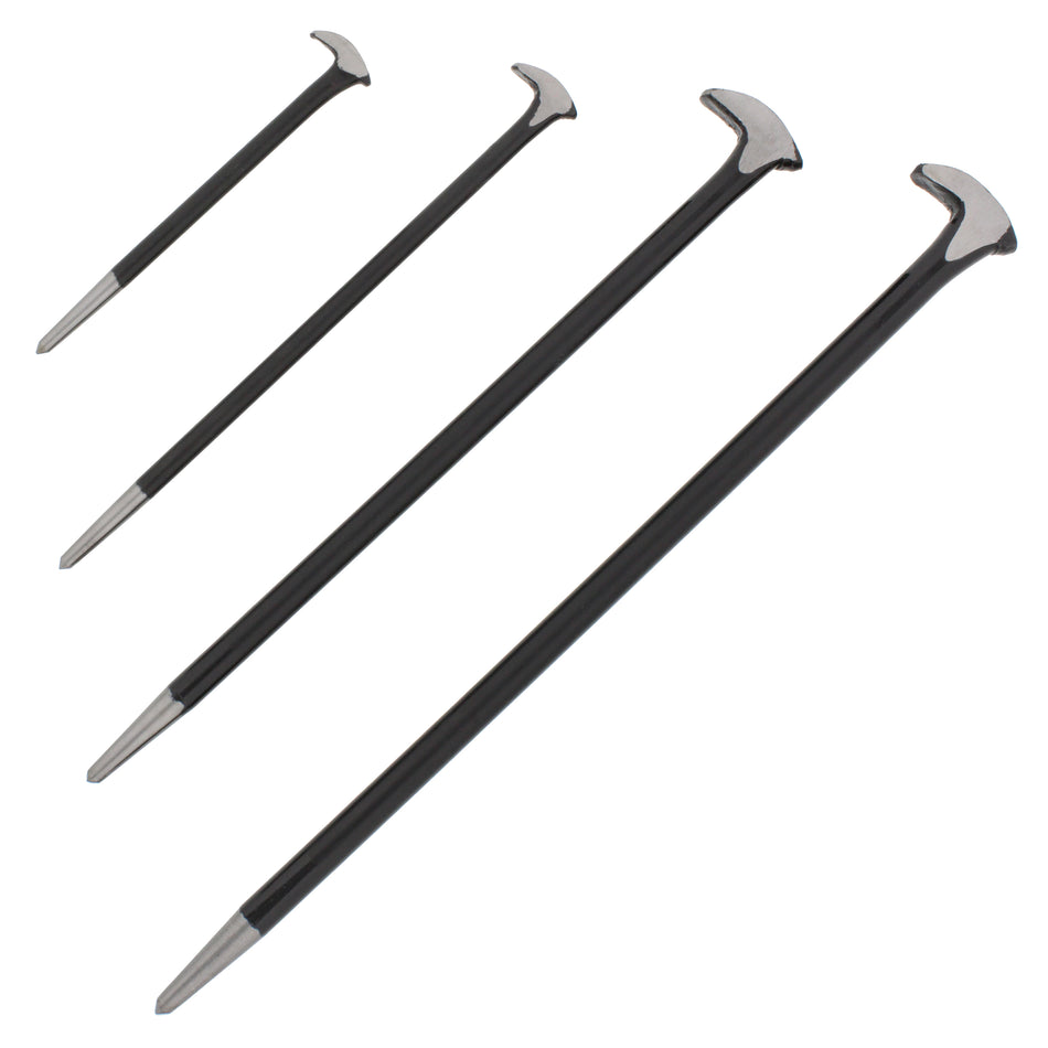 4pc Rolling Head Pry Bar Set - 6, 12, 16, and 20 IN Ladyfoot Pry Bars