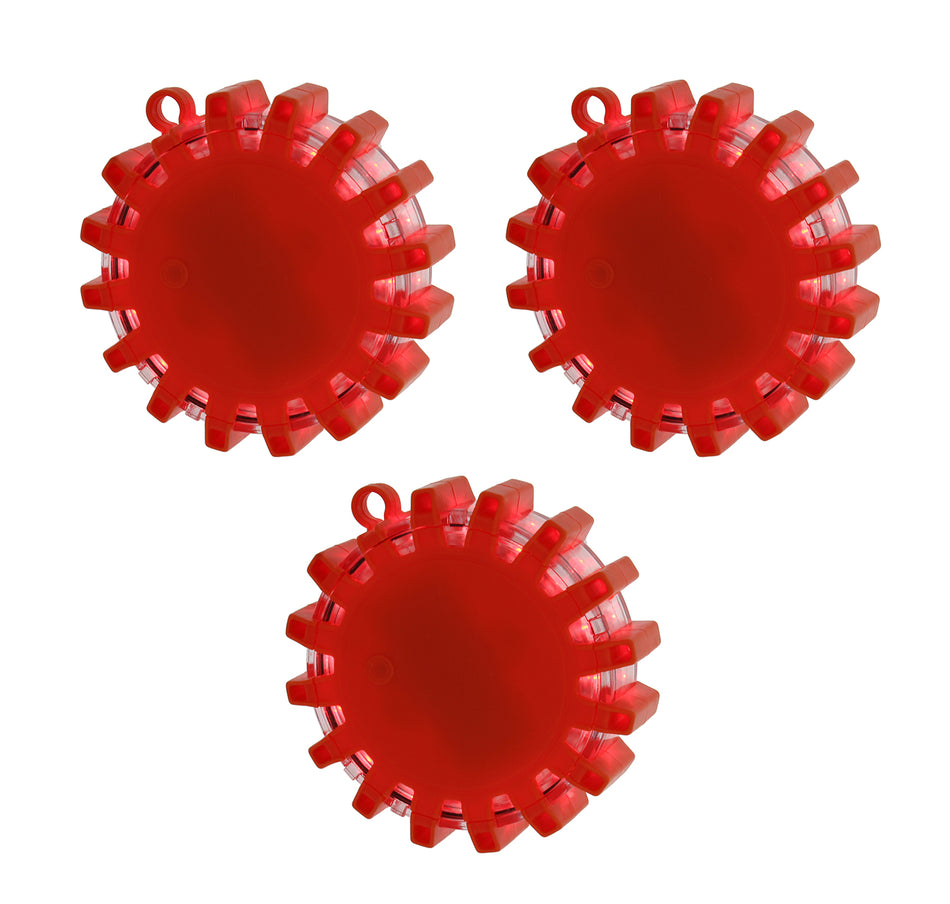 Portable LED Safety Flare Signal Light w/ 9 Warning Light Modes 3-PACK in Red