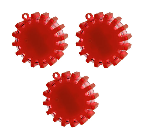 Portable LED Safety Flare Signal Light w/ 9 Warning Light Modes 3-PACK in Red
