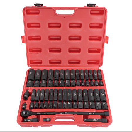 65 Piece Impact Socket Set - 1/2in Drive Shallow and Deep Socket Set