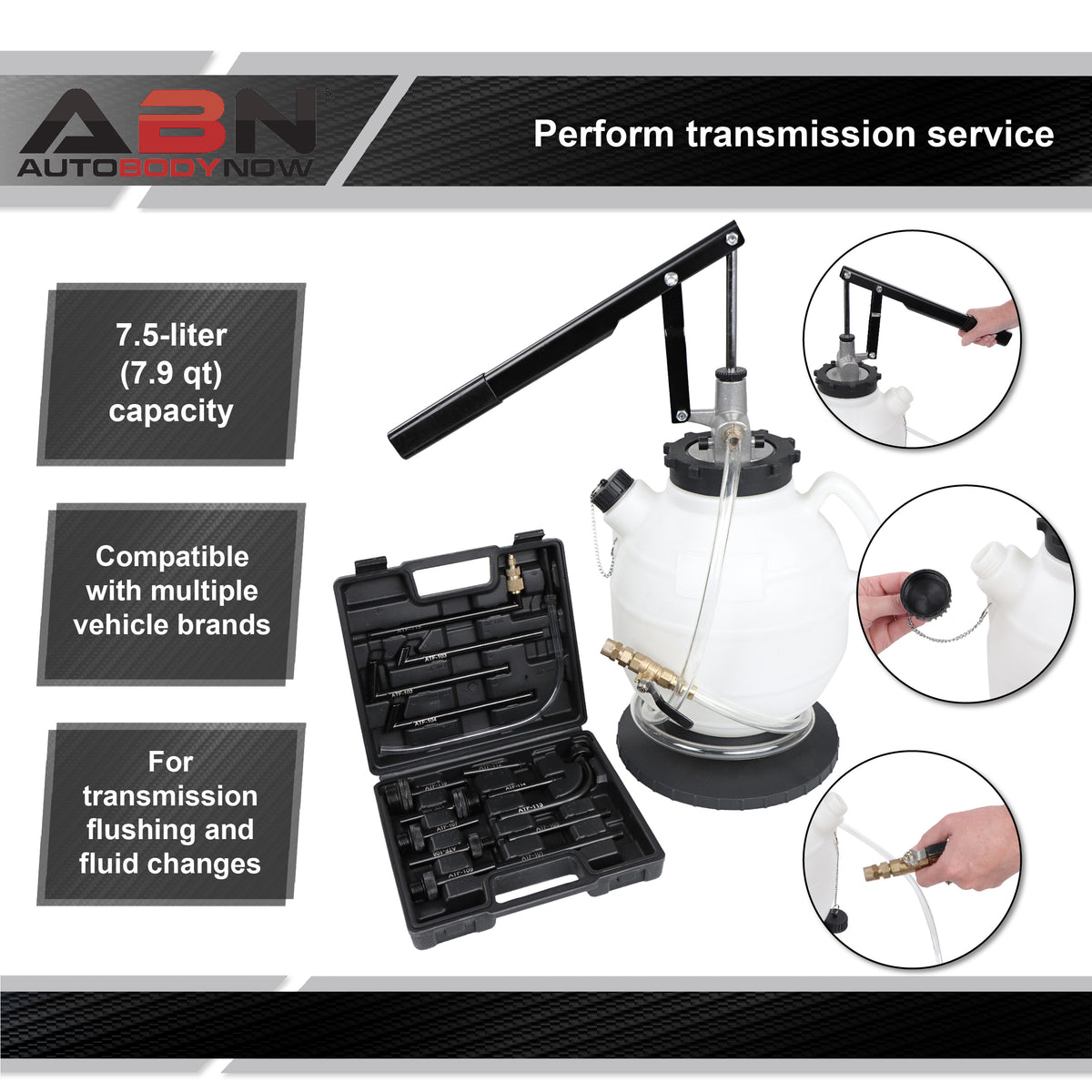 Transmission Fluid Pump Automotive Fluid Transfer 7.5L and 15 Adapters
