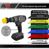 1/4in Drive Yellow Med Bristle Power Scrubber Drill Brush 3pc Set