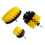 1/4in Drive Yellow Med Bristle Power Scrubber Drill Brush 3pc Set