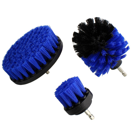 1/4in Drive Blue Med Bristle Power Scrubber Drill Brush 3 Piece Set