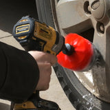 1/4in Drive Red Stiff Bristle Power Scrubber Drill Brush 3 Piece Set