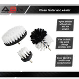 1/4in Drive White Soft Bristle Power Scrubber Drill Brush 3 Piece Set