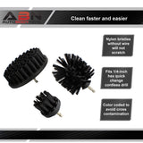 3 Black Hard Scrubber Drill Attachment Brush for 1/4in Power Drill