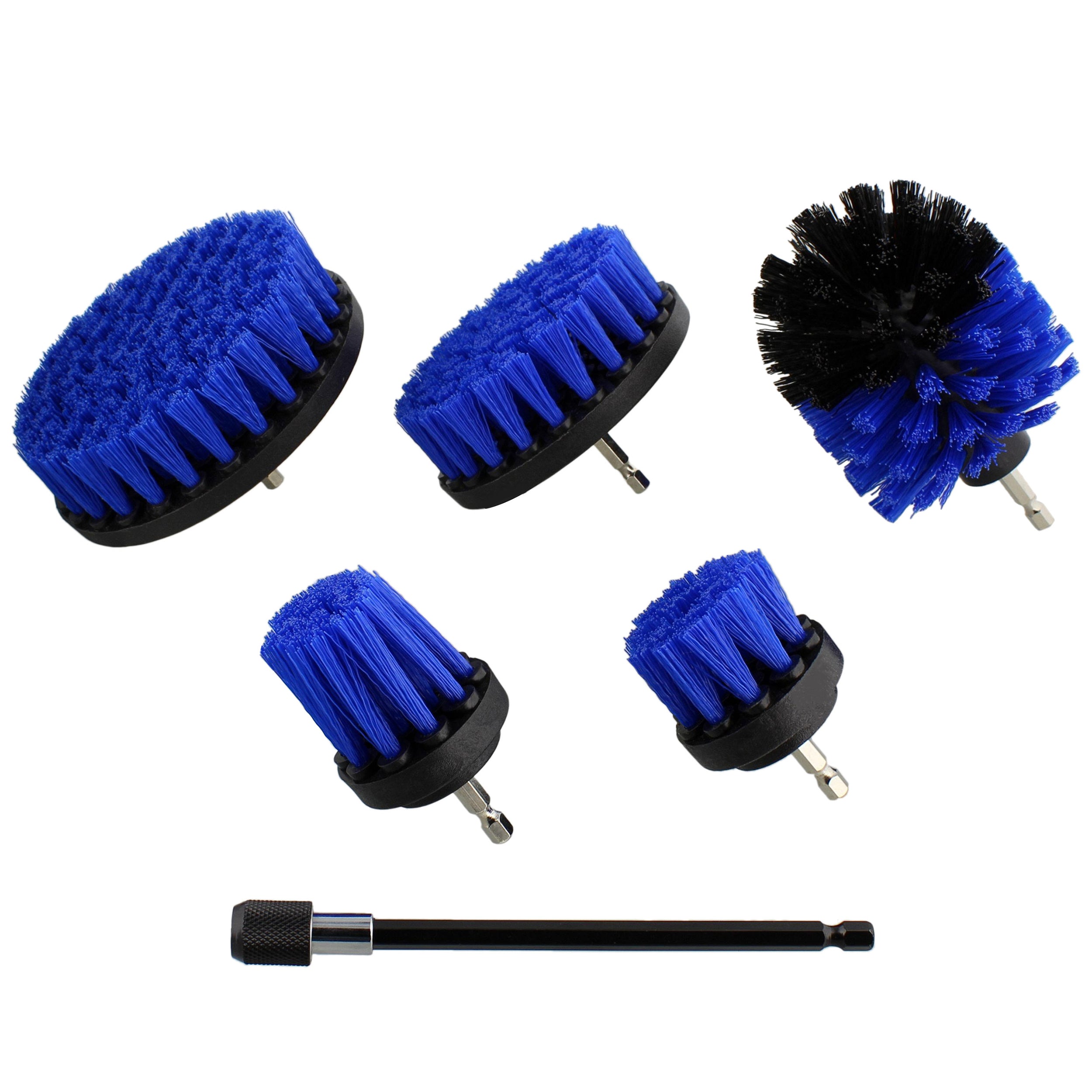 5 Blue Medium Scrubber Drill Attachment Brush 1/4in Dr and Extension