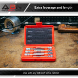 Extra-Long SAE Standard Socket 7-Piece Set with 3/8” Inch Hex Drive