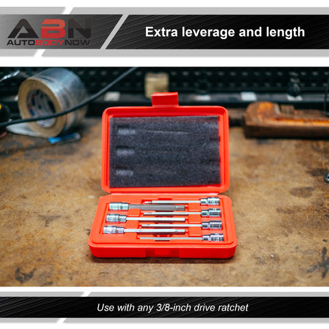 Extra-Long SAE Standard Socket 7-Piece Set with 3/8” Inch Hex Drive