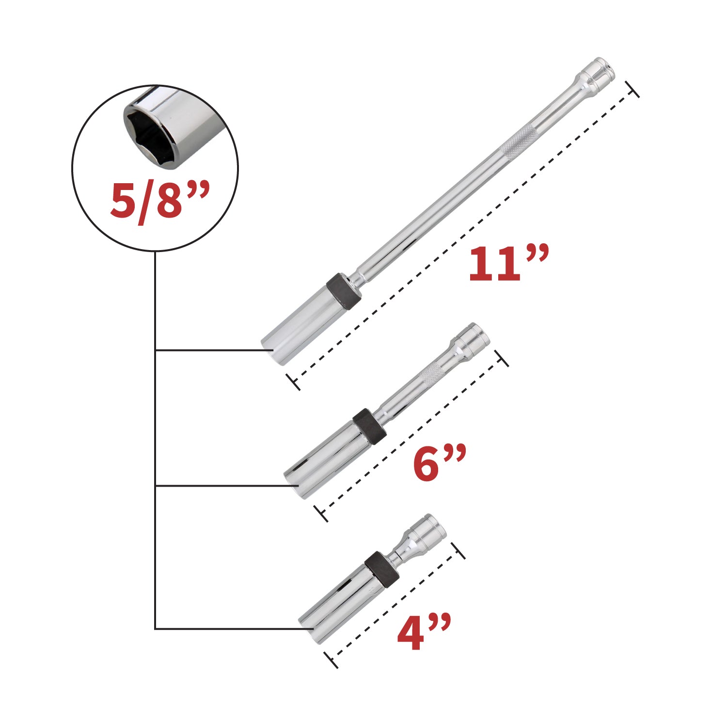 Spark Plug Socket Set – 3 Piece 5/8” Inch Drive Magnetic Socket Set