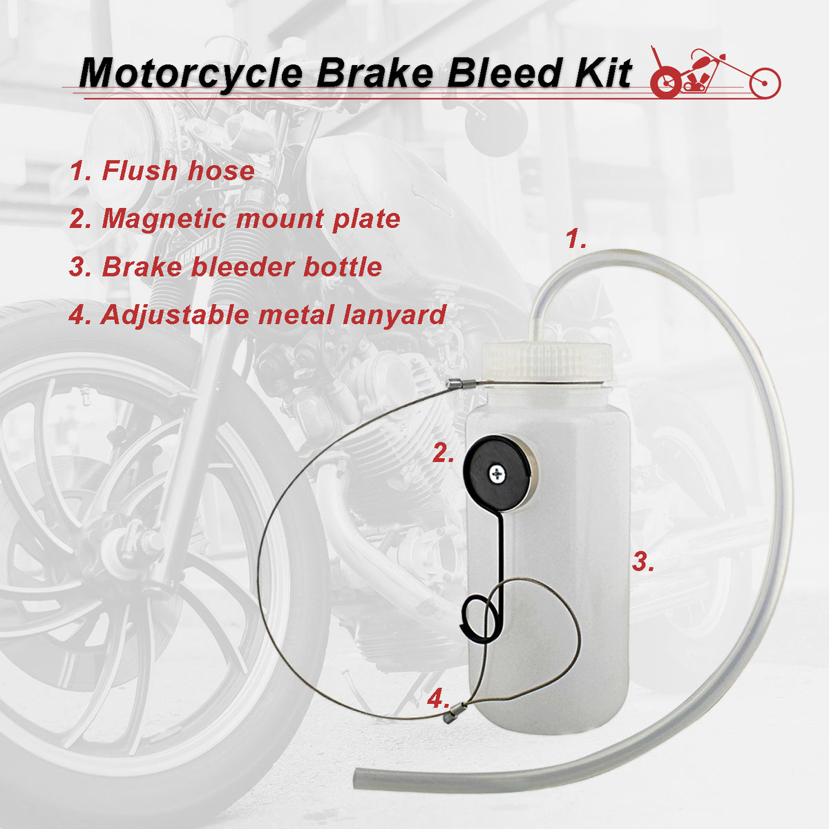 Motorcycle Brake Bleeder Kit - 16 oz Manual Brake Bleeding Kit