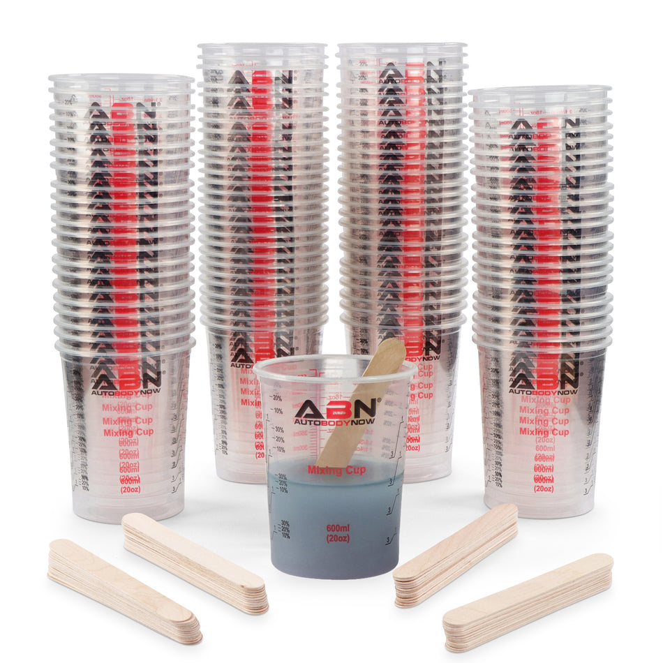 Automotive Paint Mixing Cups - 100pc 20oz Epoxy Mixing Cups and Sticks