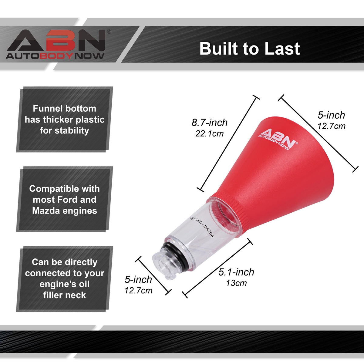Automotive Funnel - Engine Oil Funnel Directly Attaches to Engine ABN ...