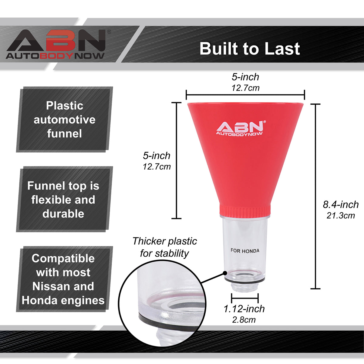Automotive Funnel - Engine Oil Funnel Compatible with Honda and Nissan