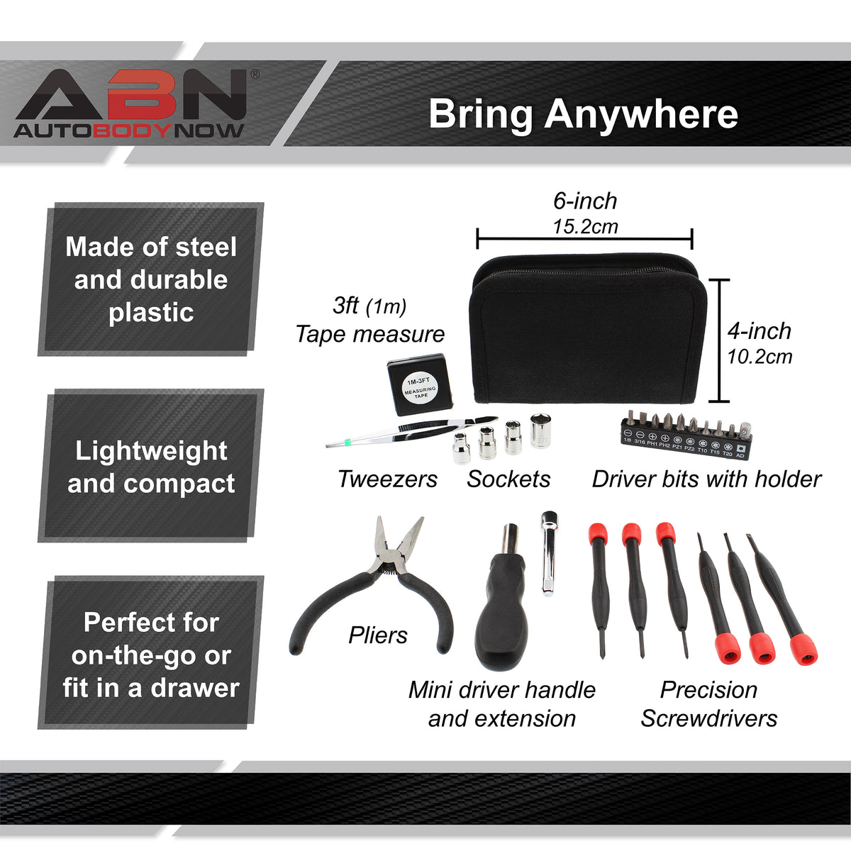 25pc Tri-Fold Mini Tool Set for Dorm Travel - Basic Tool Set for Home
