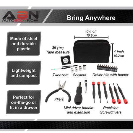 25pc Tri-Fold Mini Tool Set for Dorm Travel - Basic Tool Set for Home