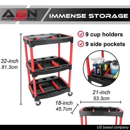 3 Tier Rolling Carts with Wheels Organizer Storage Carts for Detailing